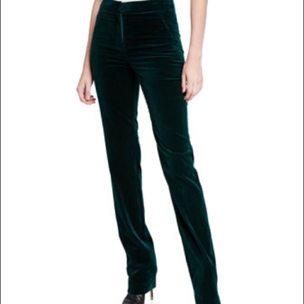 Elie Tahari Brown Velvet Leena Straight Leg Pant, NWT